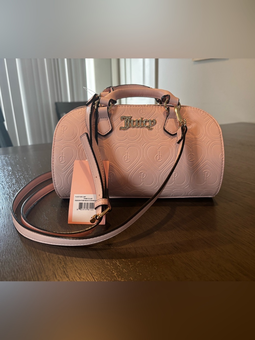 Juicy Couture Pink Embossed Dome Satchel with Gold Hardware